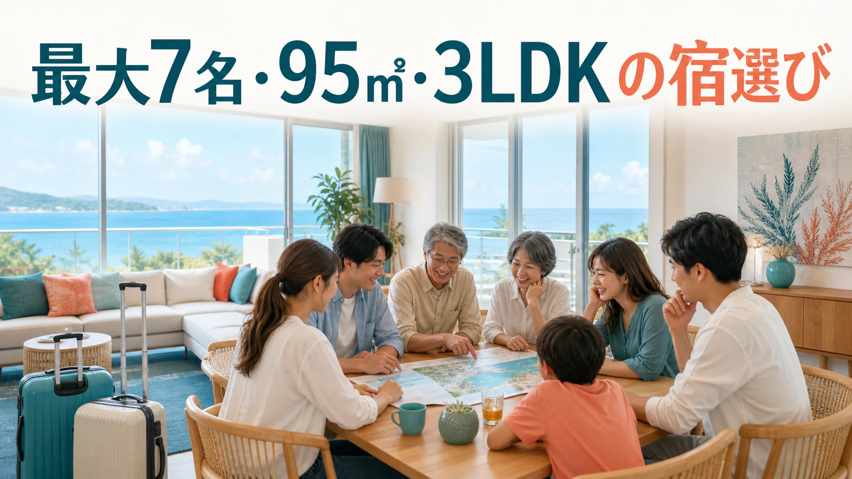 最大7名で泊まれる95㎡・3LDK｜家族・グループ旅行の宿選び