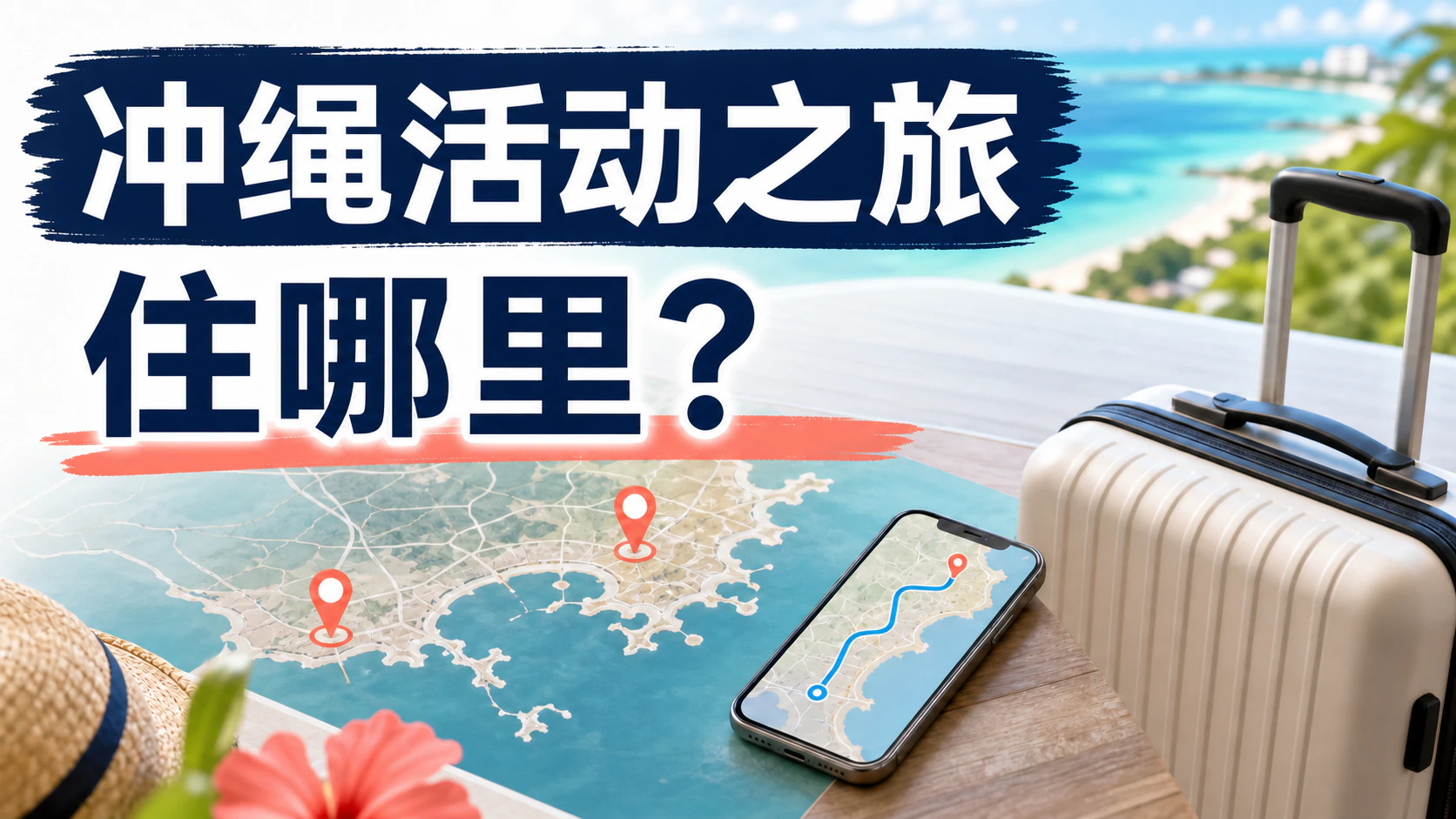 旅客正在比较前往冲绳Arena和冲绳会议中心参加活动时的住宿区域与交通方式