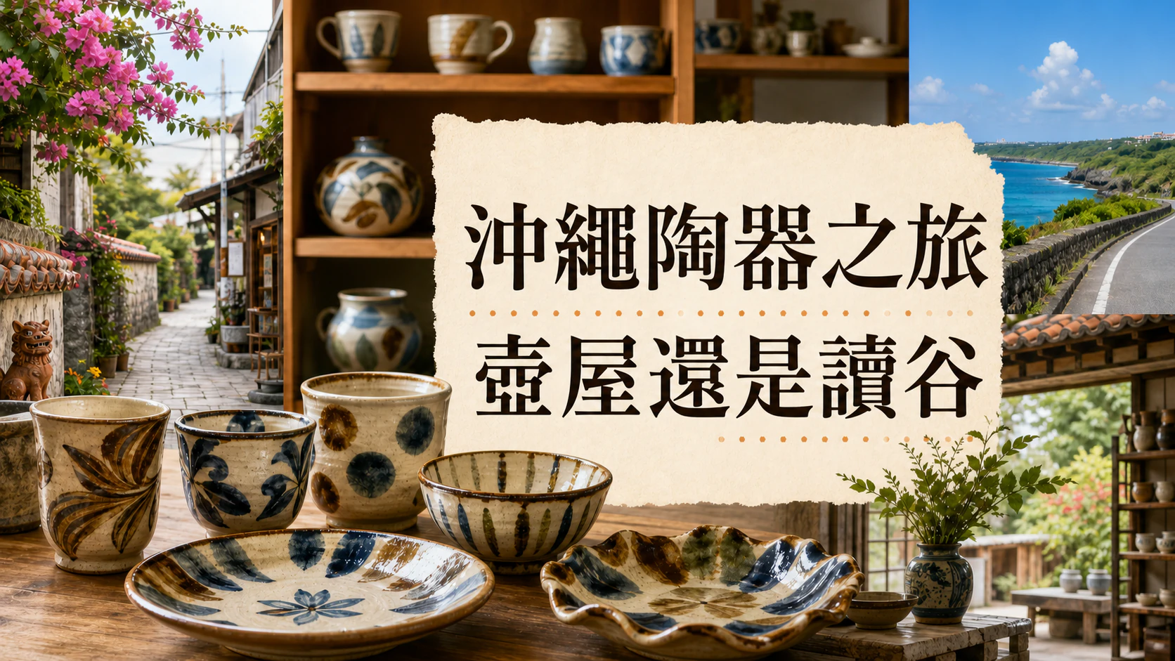 比較壺屋Yachimun通與讀谷Yachimun之里的沖繩工藝旅行畫面