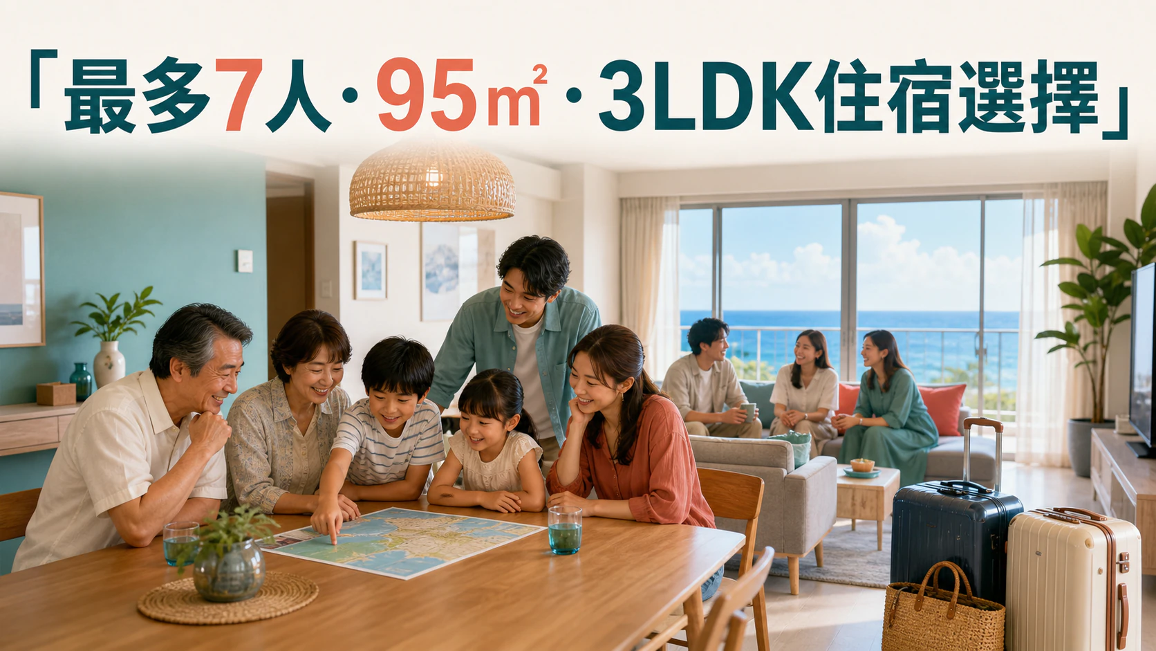 最多7人、95㎡、3LDK｜家庭與多人旅行住宿指南