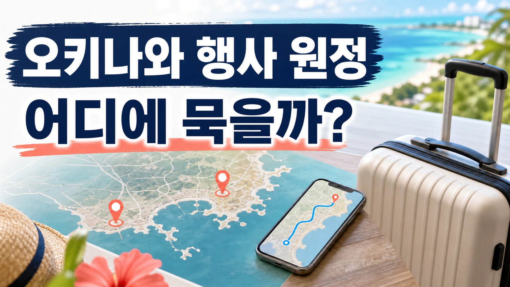 오키나와 아레나와 오키나와 컨벤션센터 행사 원정을 위해 숙박 지역과 교통편을 비교하는 여행자