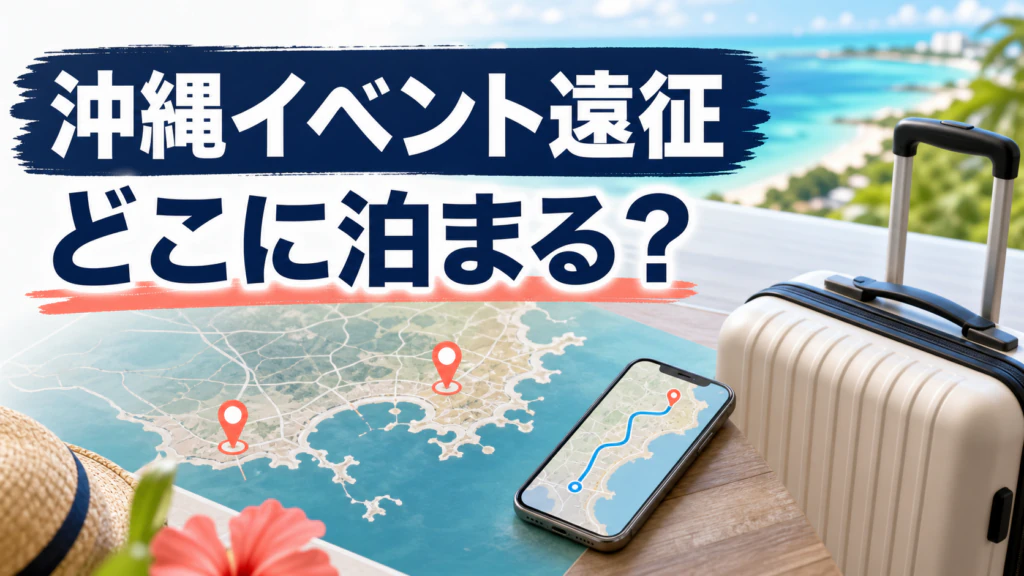 沖縄アリーナと沖縄コンベンションセンターへの遠征で宿泊エリアと交通手段を比較する旅行者