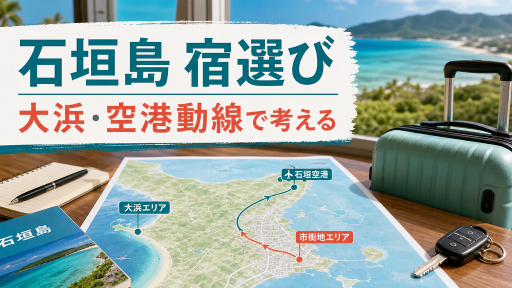 石垣島の大浜・市街地・空港動線を見ながら宿選びを考える旅行者