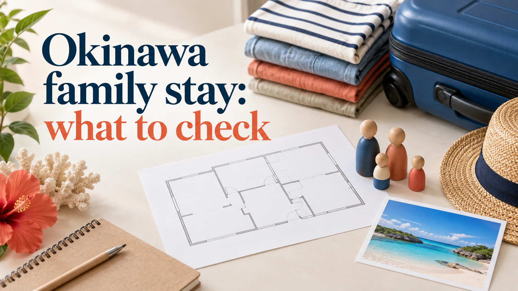 A family comparing rooms, laundry and groceries for an Okinawa stay