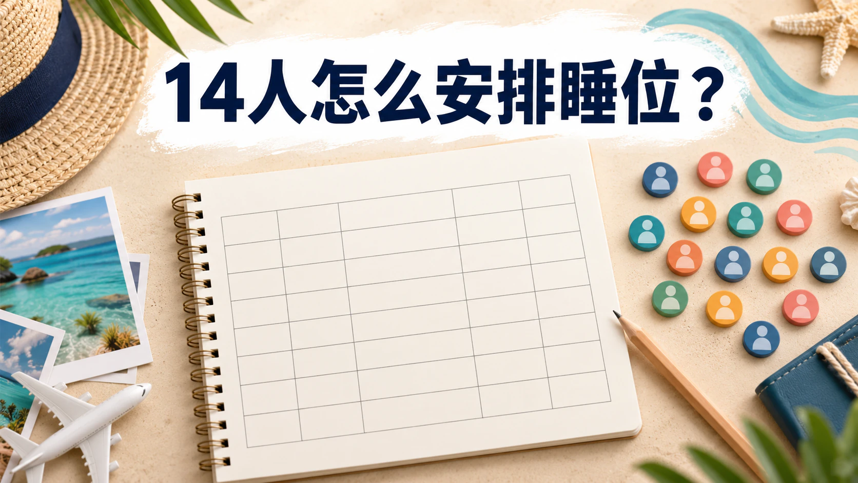 用表格对照家人人数、寝具和卧室的旅行计划