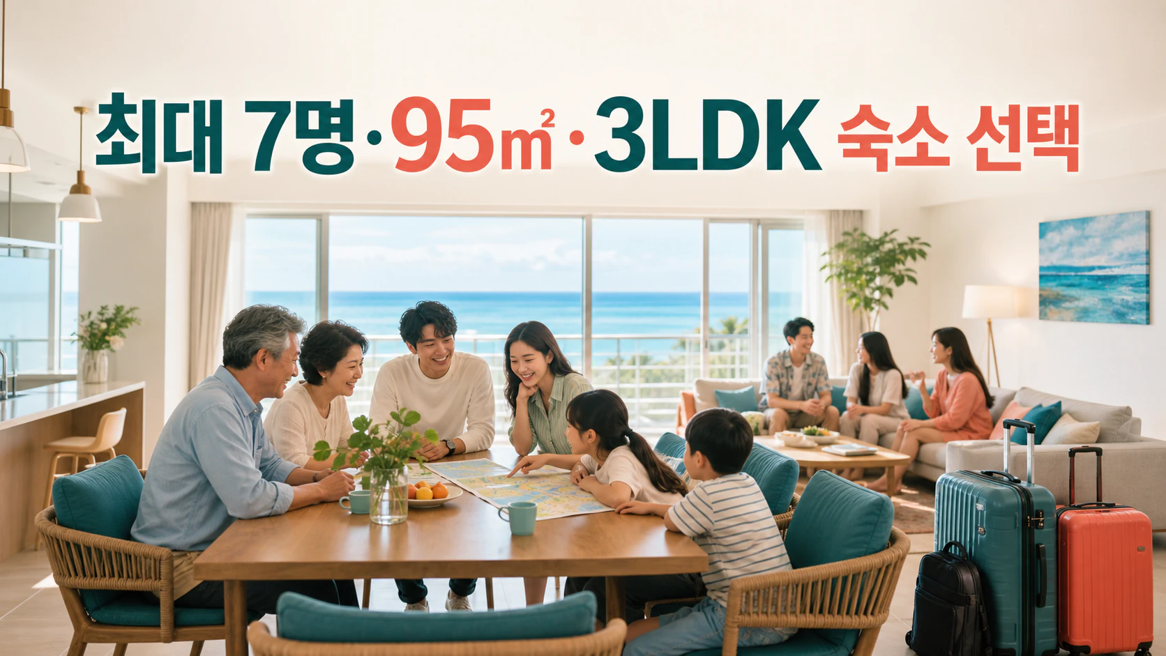 최대 7명·95㎡·3LDK 숙소 | 가족·단체 여행 선택 가이드